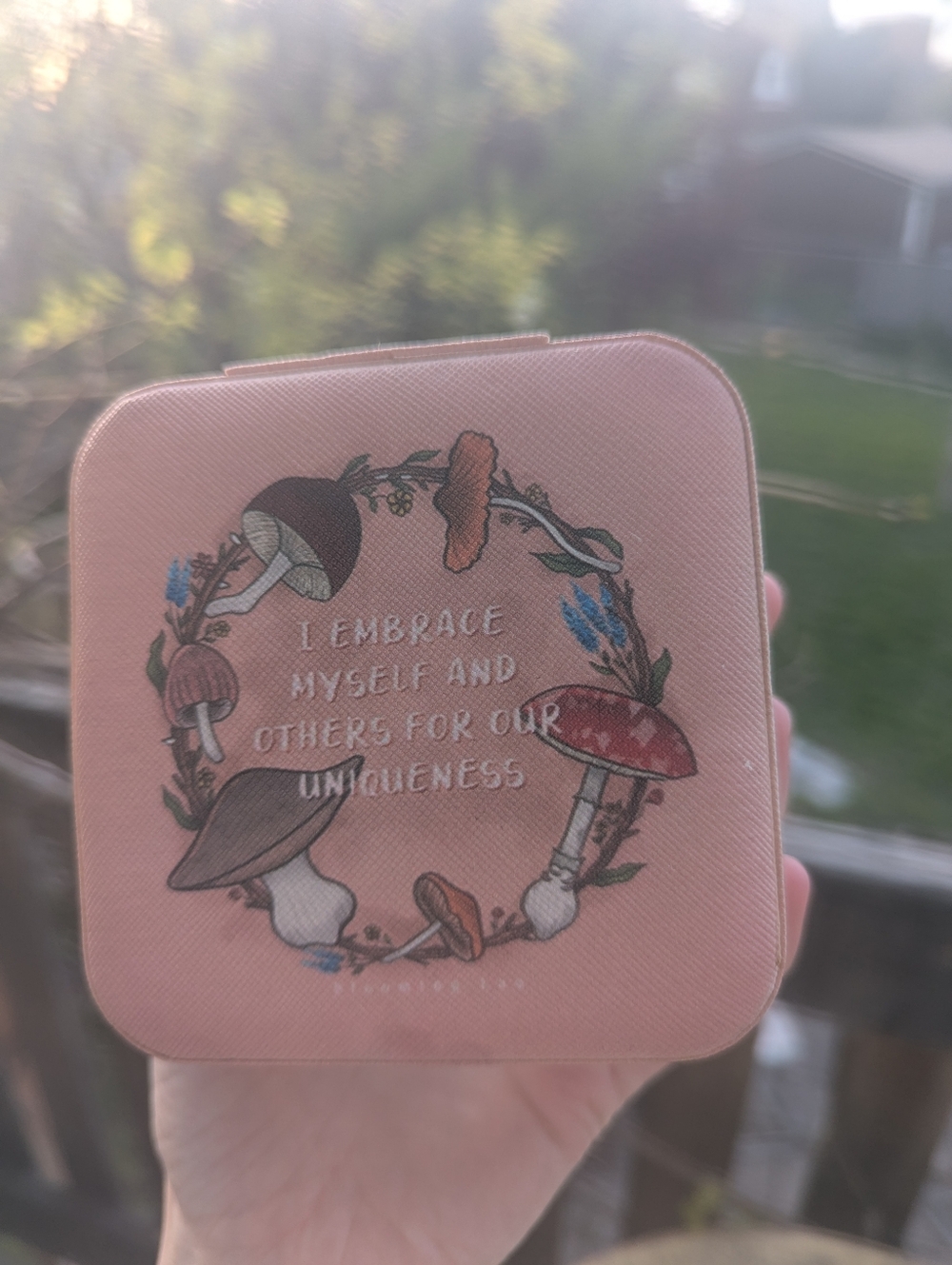 Pink Mushroom Print Travel Jewelry Box